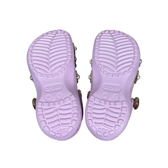 NWT LoveShackFancy Crocs Classic Platform Floral Clog Pink Coquette Pearl Size 5 - Picture 6 of 7